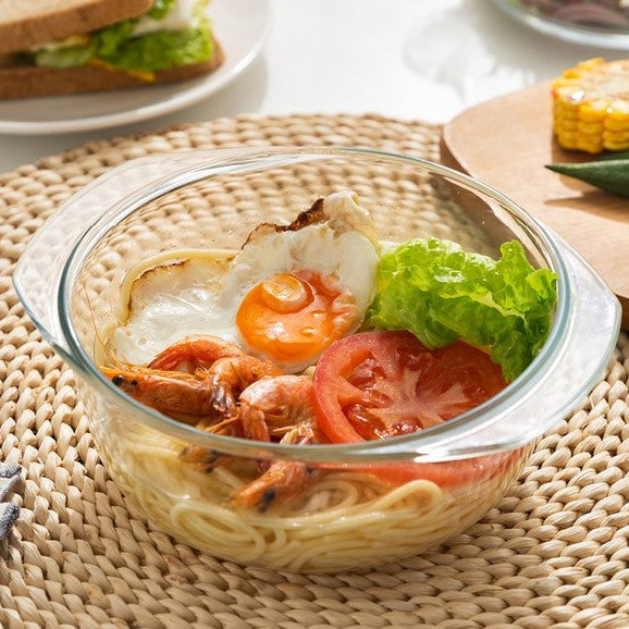 C&C Tempered Glass Bowl With Lid Salad Bowl Soup Bowl Instant Noodle Deep Bowl Rice Bowl Microwave Oven Heat-resistant