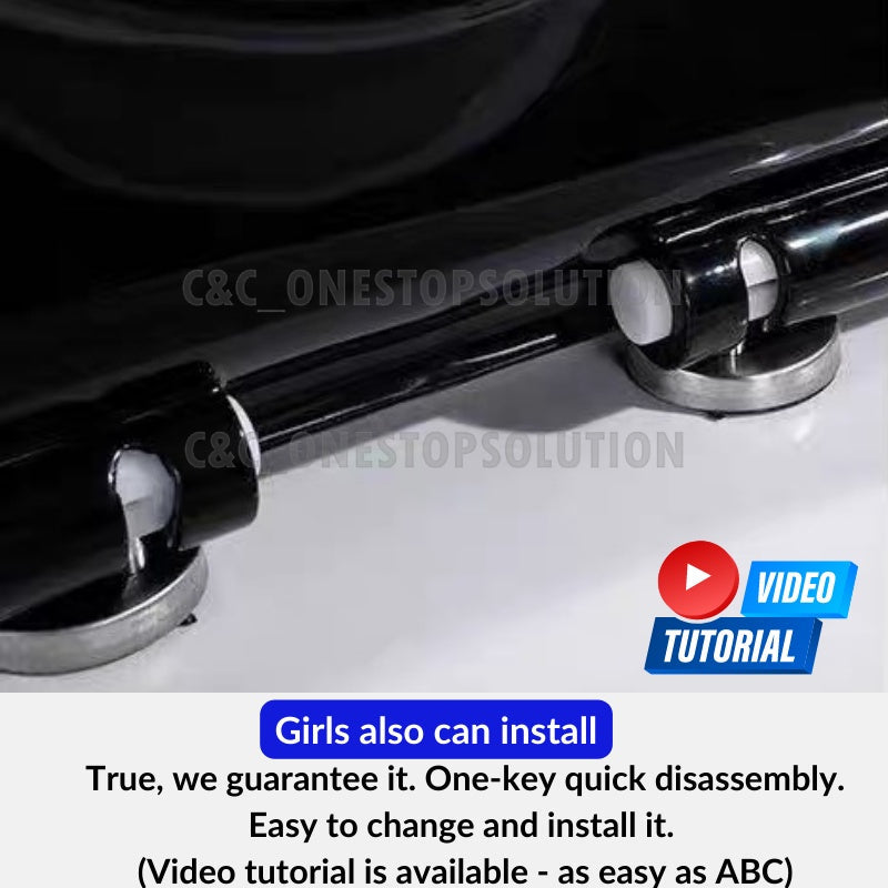 C&C Black U Shape Toilet Seat Cover With Soft Close Adjustable Hinge Penutup Mangkuk Duduk Tandas