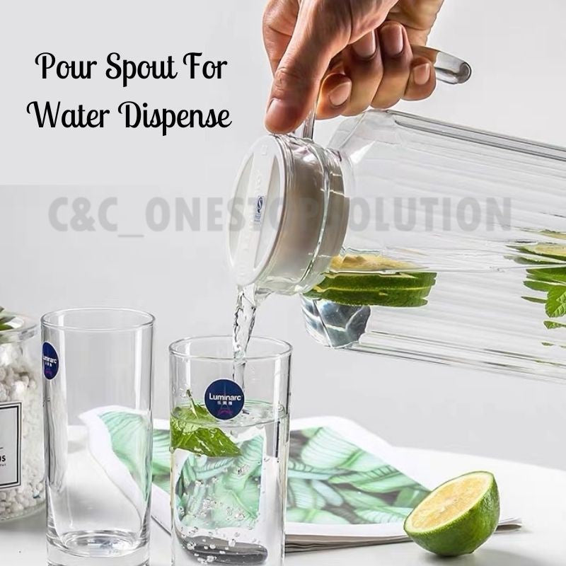 1800ml Glass Water Jug Pitcher With Lid Serving Jar Drinking Jar Fruit Juice Ice Tea Cold Water Beverages Jug Syrup Jar