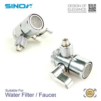 Full Brass Faucet Diverter Water Filter Diverter Replace 3/8 inch 1 Way Diverter Water Filter Connector Sinor WFA-129-S