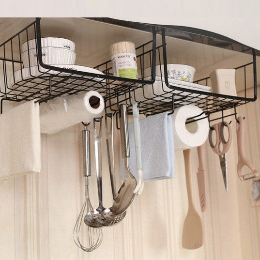 Kitchen bedroom wall hanging bedside cabinet hanging basket clothes rack under cabinet storage rack