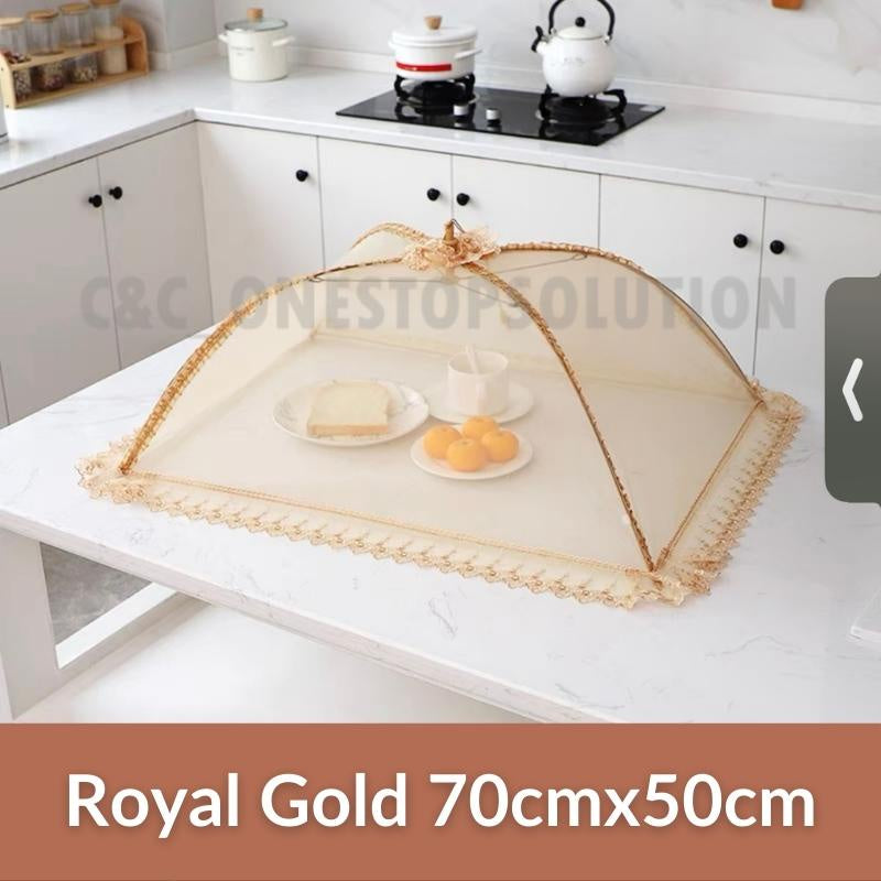 C&C Local Foldable/ Breathable Vintage Food Cover Umbrella Design Mesh Lace Tudung Saji Moden Table Dishes Cover