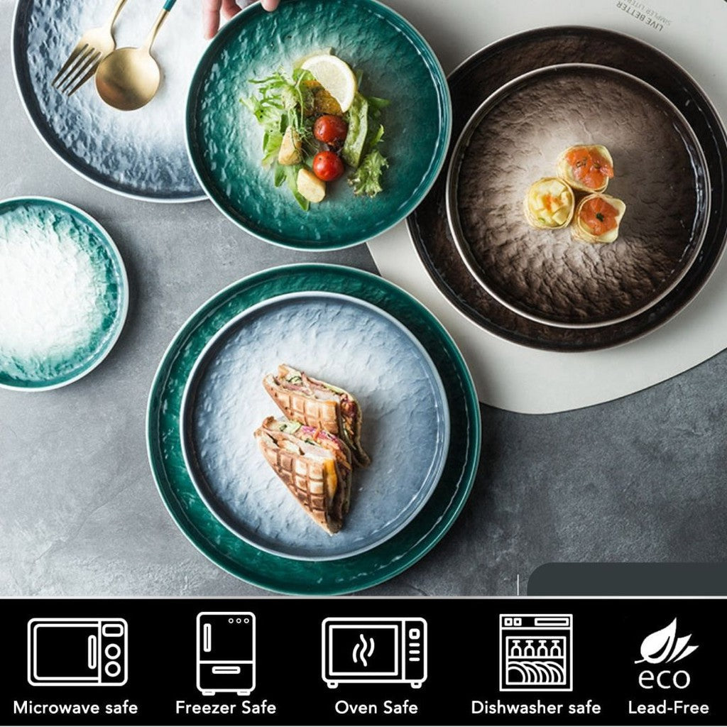 C&C INS Style Ceramic Plate Stone Texture Nordic Plate Dessert Plate Breakfast Plate Western Plate Tableware Pinggan