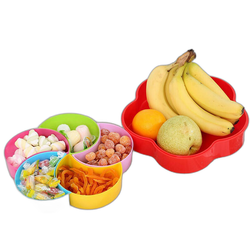 Candy and Nut Serving Container 5 Compartment Plastic Food Storage Organizer Flower pedant Divided