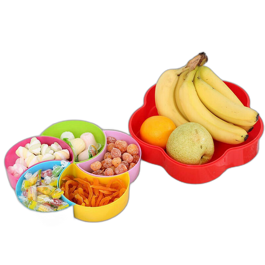 Candy and Nut Serving Container 5 Compartment Plastic Food Storage Organizer Flower pedant Divided