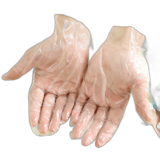 C&C 100PCS Disposable Glove Food Grade Plastic Hand Glove Disposable PE Gloves Free Size Sarung Tangan Plastik