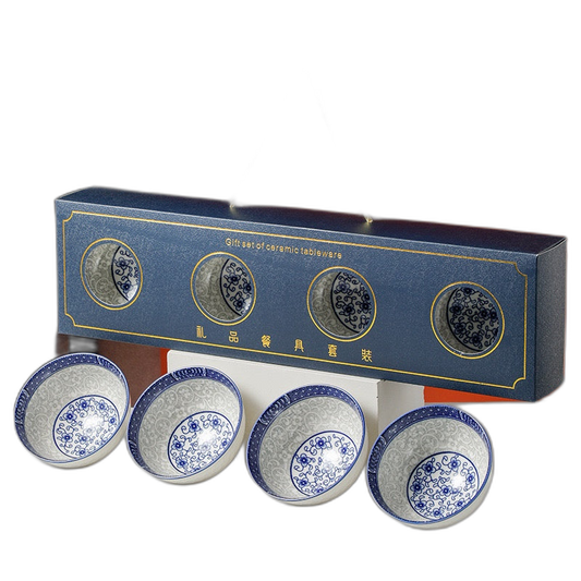 C&C 2023 4 pcs Ceramic Bowl Gift Set Chinese New Year Lunar New Year Gift Koi Fish Bowl Rice bowl