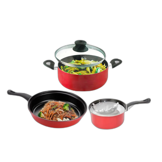 C&C 3pcs Non-Stick Cookware Set Carbon Steel Non Stick Frying Pan Soup Milk Pan Periuk Anti Lekat