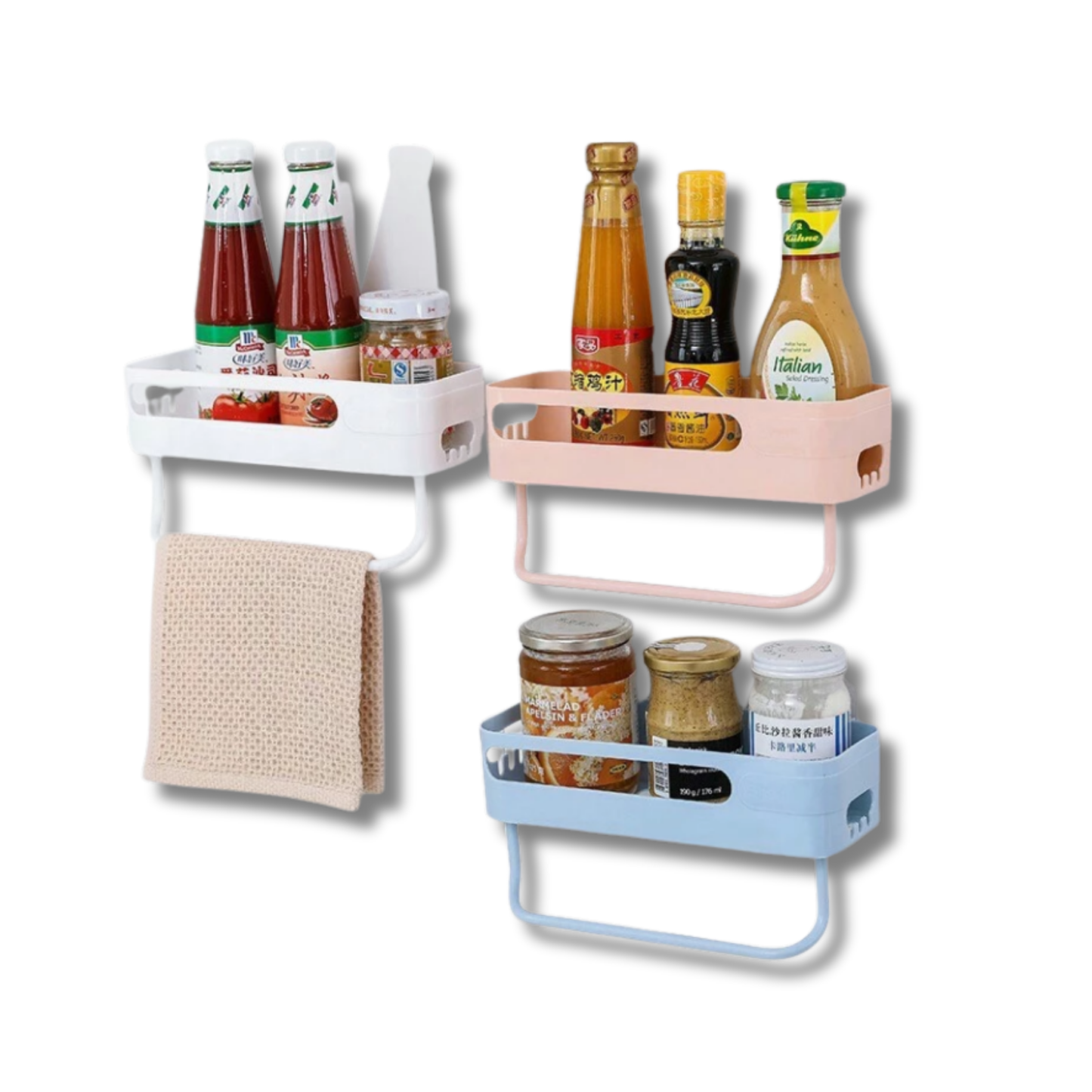 C&C 3pcs/Set Strong Suction Storage Wall Rack Bathroom Kitchen Mounted Basket Holder Rak Sabun
