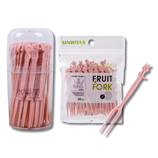 C&C 50pcs Disposable Plastic Fruit Forks Dessert Small Fork Ice Cream Forks Party Garpu Buah Plastik Pakai