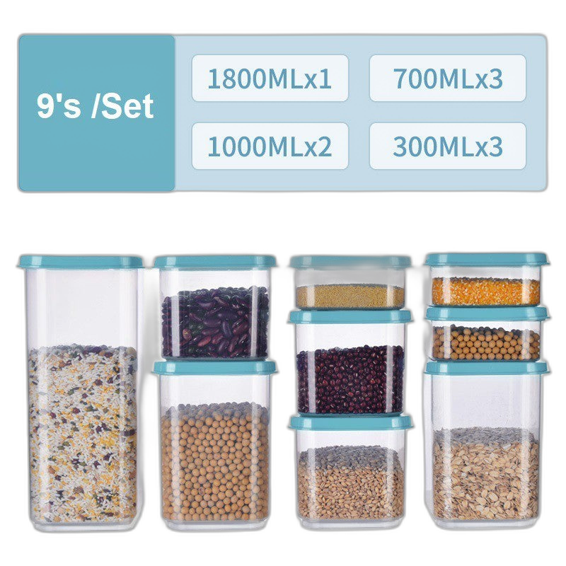 C&C 9pcs/set Food Storage Box Airtight Container With Cover Multigrain Storage Sealed Tank Food Storage Container