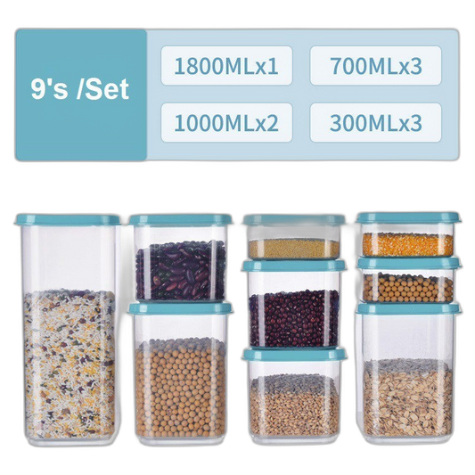 C&C 9pcs/set Food Storage Box Airtight Container With Cover Multigrain Storage Sealed Tank Food Storage Container