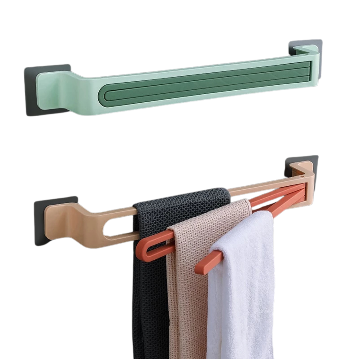 C&C Adhesive PP Towel Bar Non-Trace Drill Free Waterproof Towel Holder With Hanging Hook Bathroom Nordic Towel Rail
