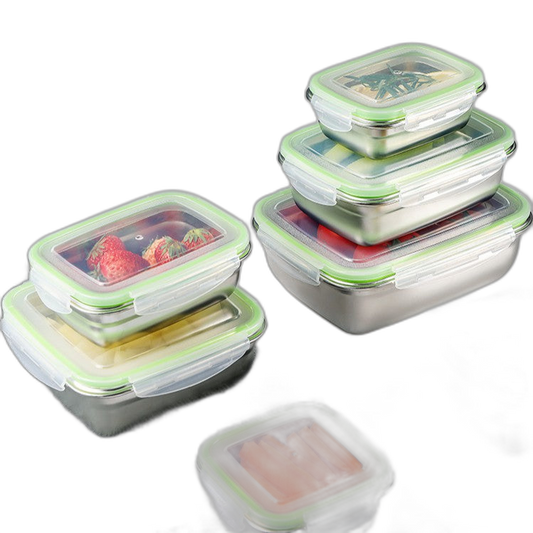 C&C Air Tight Stainless Steel Rectangle Lunch Box Food Containers With Snapping Seal Leak-proof Lids Thermal Insulated