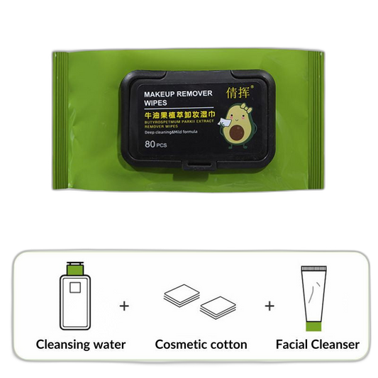 C&C Avocado Make up Remover Wipes Deep Cleansing 80/10PCS | Moisturizing Deep Cleansing of Eyes and Face Tissue