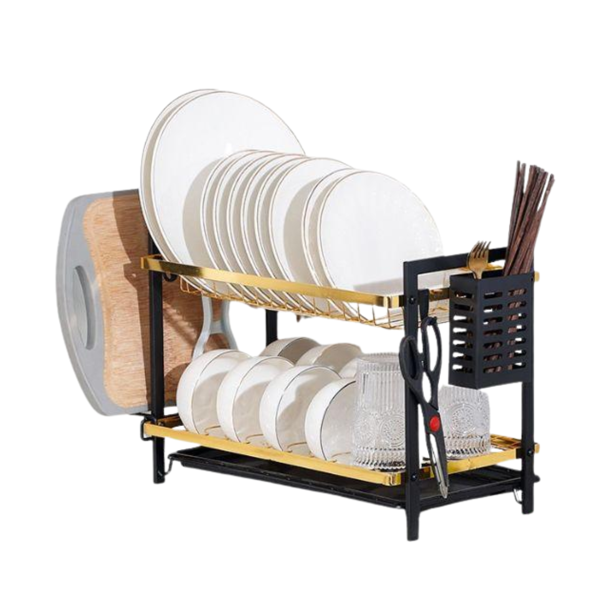 C&C Black Gold 2 Tier Dish Rack Rak Pinggan Stainless Steel Kitchen Dish Drainer Nordic Style Rak Pengering Pinggan