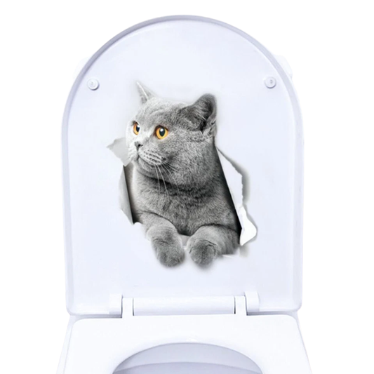 C&C Cute Cats Pattern 3D Wall Stickers / 3D Kitten Cat Bathroom Toilet Stickers / Home Decoration Animals Vinyl DIY