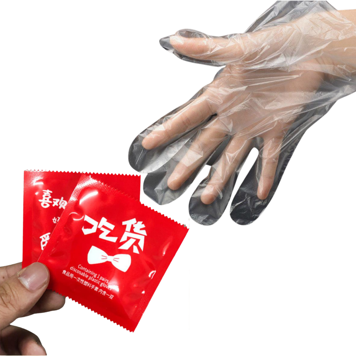 C&C Disposable Plastic Hand Gloves Individual Pack Free Size Glove Sarung Tangan Plastik