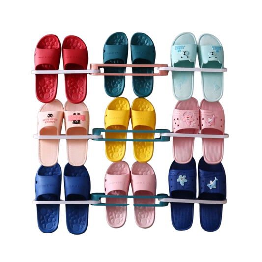 C&C Foldable Slippers Holder Wall Mounted Hanging Shoes Storage Rack Bathroom Self Adhesive Towel Storage Organizer