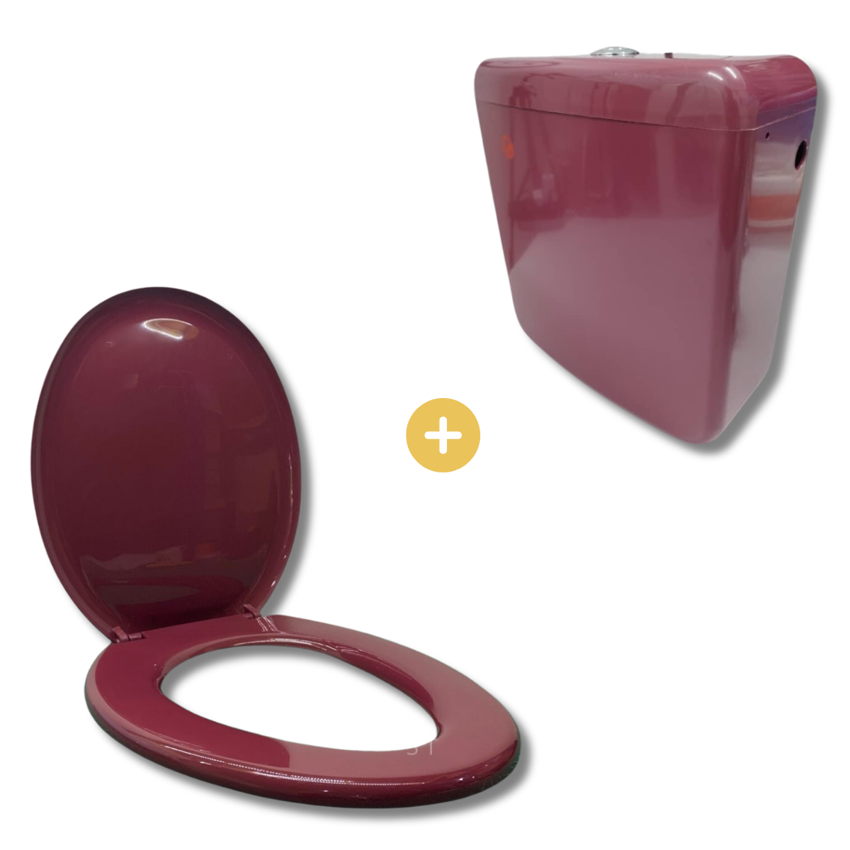 C&C Full Set Toilet Water Tank Plastic Toilet Cistern + Toilet Seat Cover Combo With Free Accessories Screw Hinge Combo