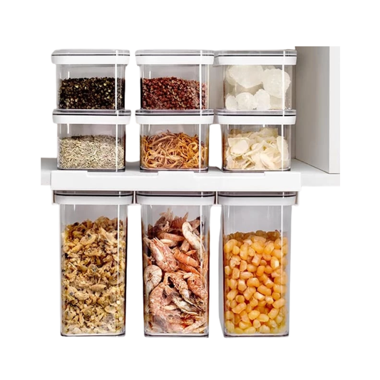 C&C Hanging Spice Box with Sliding Holder 900ml 2400ml 3400ml Transparent Kitchen Spice Storage Jar Grain Storage