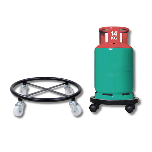 C&C Heavy Duty Gas Tank Trolley Stainless Steel Gas Tank Roller 4 Wheel Gas Tank Stand Roller Troli Tangki Gas