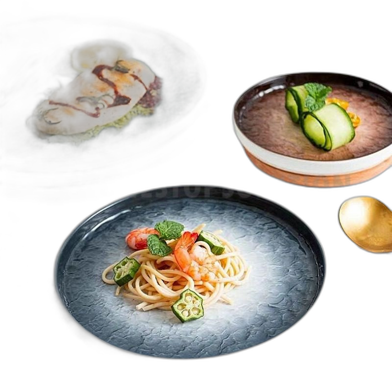 C&C INS Style Ceramic Plate Stone Texture Nordic Plate Dessert Plate Breakfast Plate Western Plate Tableware Pinggan