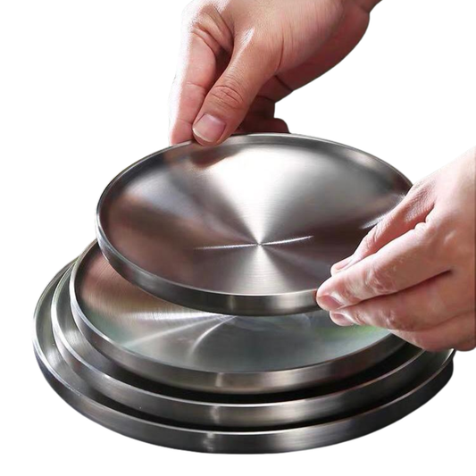 C&C Korea Stainless Steel Plate Stainless Steel Round Plate Breakfast Plate Steak Plate Dinner Plate Dessert Plate
