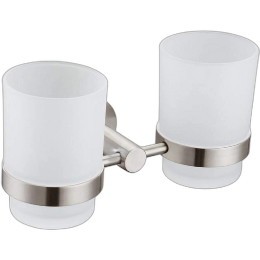 C&C Premium Bathroom Glass Cup Set Detachable Toothbrush Holder Stainless Steel Tumbler with holder Double Cup Holder