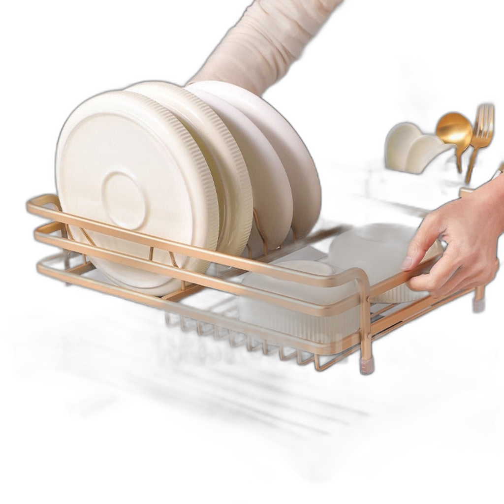 C&C PREMIUM Dish Rack Rak Pinggan Rose Gold Nordic Dish Drainer Kitchen Rack Drain Stand Rack Single Tier Plate Rack