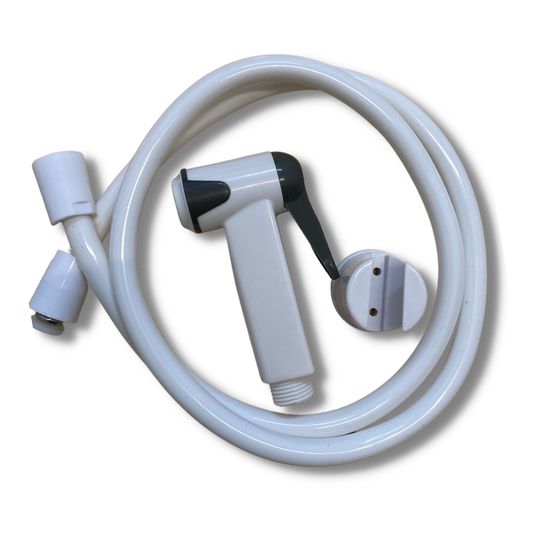 C&C PVC Hand Bidet Set PVC Spray Hand Bidet Flexible Hose and Wall Bracket For Toilet Set Bidet Tangan White