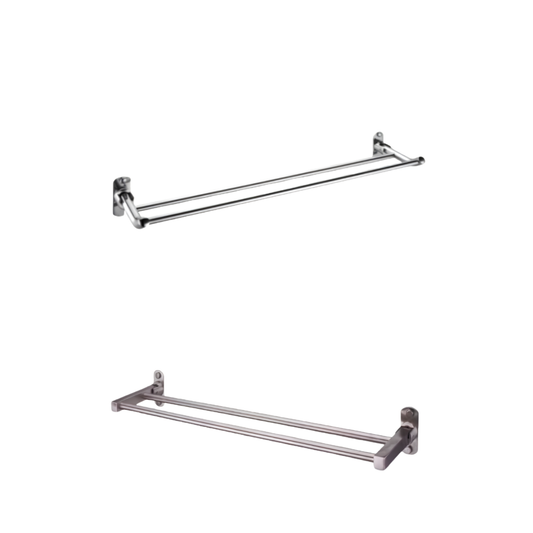 C&C SANITARIO 60/80 CM Stainless Steel Wall Mounted Foldable Double Towel Bar With Fixing Screws Penyangkut Tuala