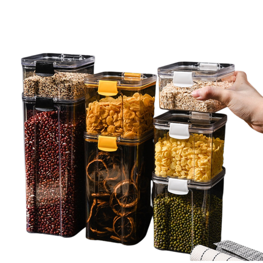 C&C Sealed Airtight Food Storage Box 460/700/1300/1800ml Transparent Kitchen Spice Jar Bean Storage Grain Storage Square