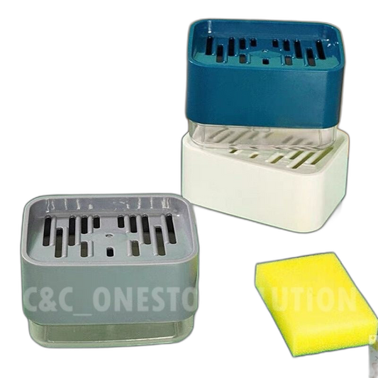 C&C Soap Dispenser Manual Press Soap Pump Liquid Soap Dispenser With Sponge Kitchen Soap Holder Pam Sabun Pinggan