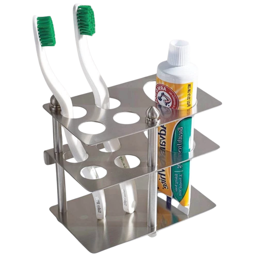 C&C Stainless Steel Toothbrush Holder Standing Toothbrush Holder Toothpaste Organizer Stand Bathroom Storage