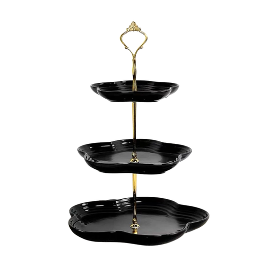 C&C Thick 3 Tier Dessert Rack Nordic Style Ceramic Plates Fruit Tray Cake Tray Portable Candy Stand Holder