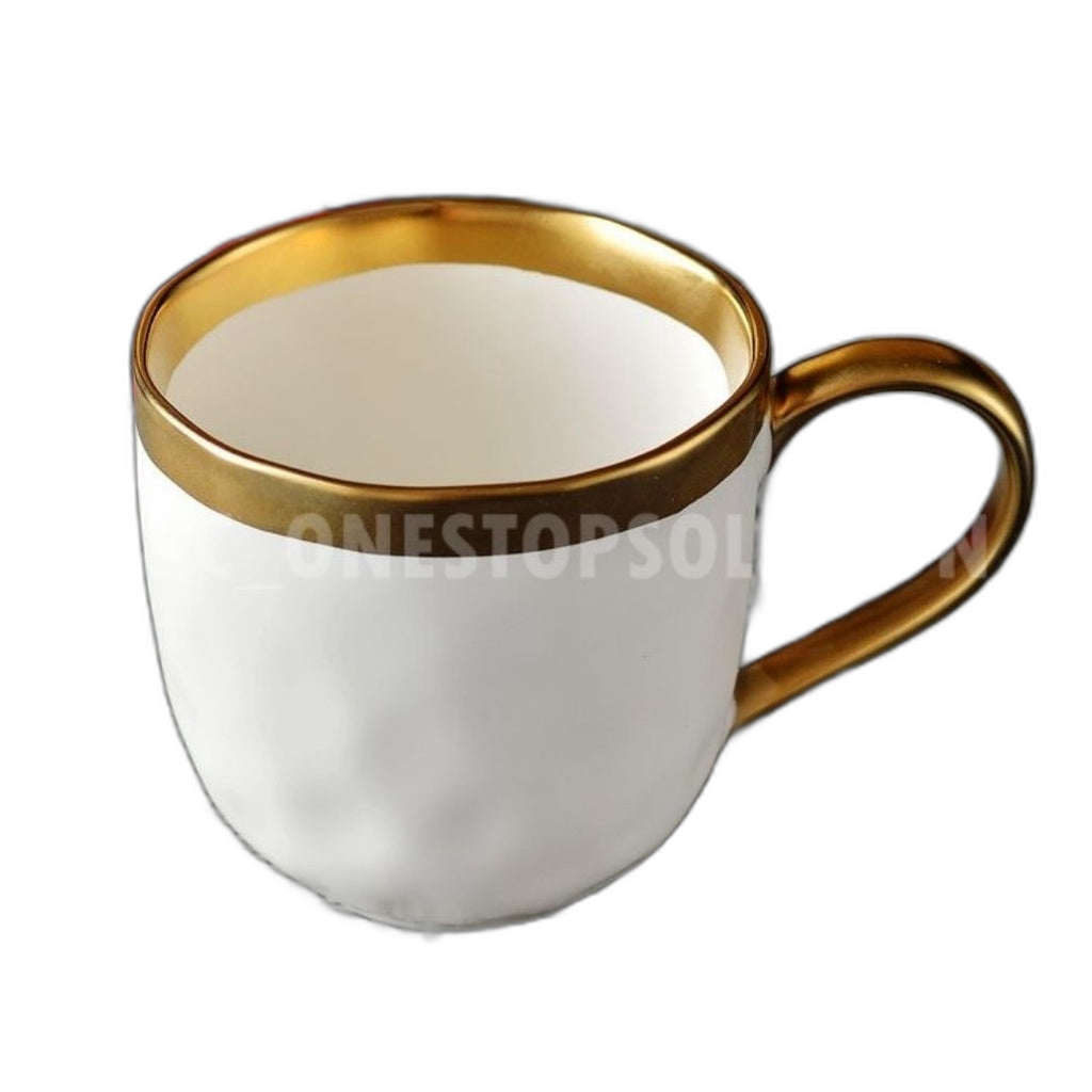 C&C Vintage Ceramic Cup Ceramic Coffee Mug Tea Cup Spoon Creative Household Tableware Gold-Rimmed