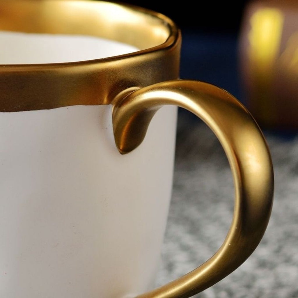C&C Vintage Ceramic Cup Ceramic Coffee Mug Tea Cup Spoon Creative Household Tableware Gold-Rimmed