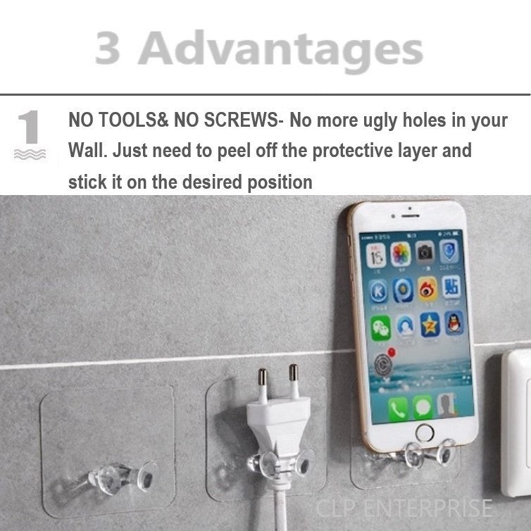 C&C Wall Storage Hook/USB Cable Power Plug Socket Holder/Home Office Adhesive Hanger