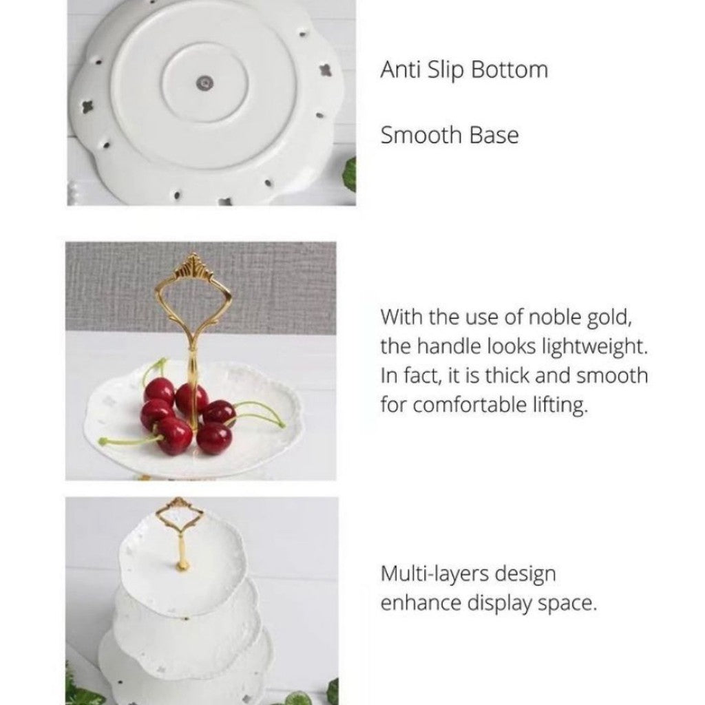 C&C PREMIUM 3 Tiers CERAMIC Cake Stand/Dessert Rack/Cake Display Stand/Cupcakes Stand