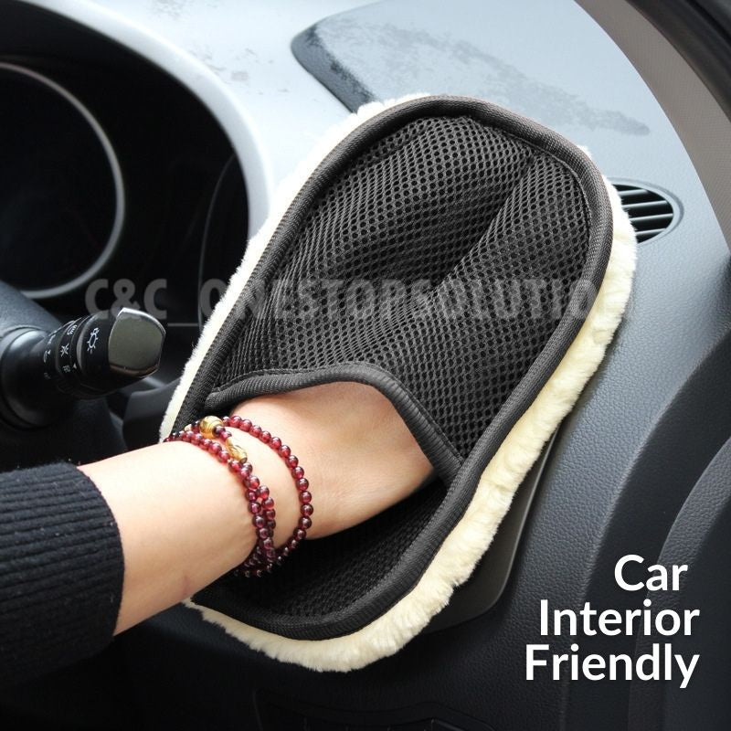 C&C Car Wash Mitt Wool Car Wash Gloves Soft Hand Glove Washing Towe Vehicle Wash Mitt Car Detailing Span Kereta