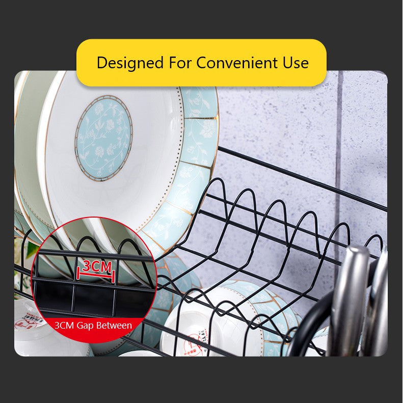 C&C Dish Rack Kitchen rack 3 Layer Steel Dish Rack With Knife & Cutting Board Compartments Rak Pinggan 3 Tier Counter To