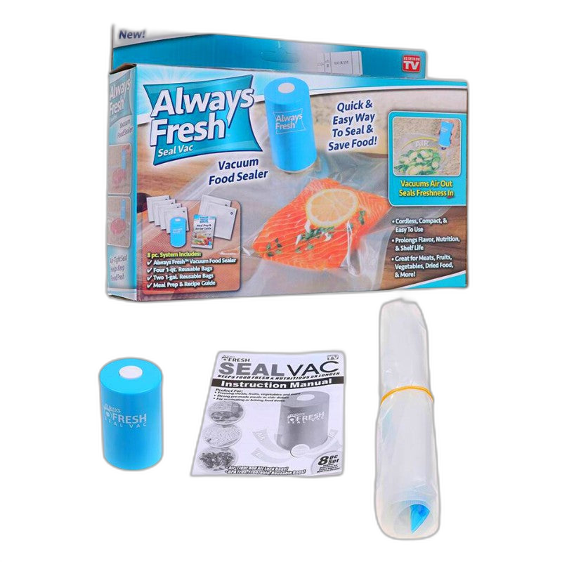 Cordless Always Fresh Food Preservation Vacuum Sealer Saver With Refill Pack Reusable Bag Portable Sealing Food Vacuum