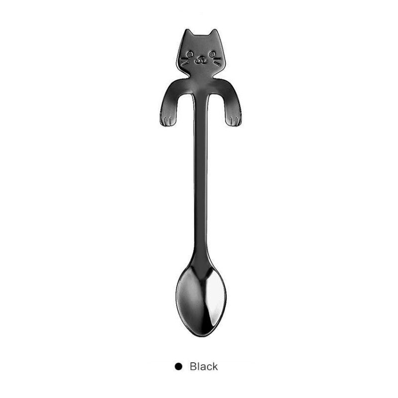 C&C Cat Tea Spoon 304 Stainless Steel Hanging Spoon Cute Cat Design Cat Lover Coffee Spoon Ice Cream High Tea Spoon