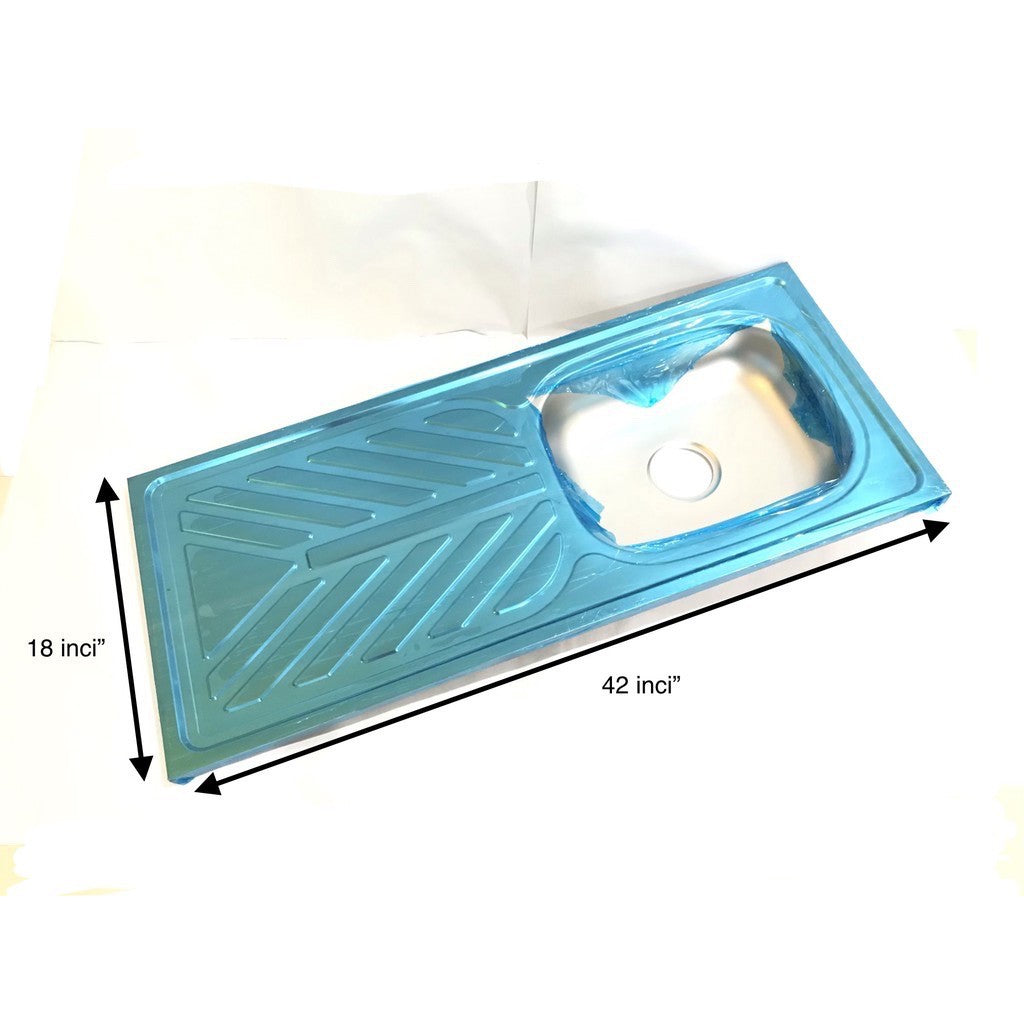 Blue Sink Stand And Stainless Steel Sink Set Dish Washer Rack /Sinki Dapur Set