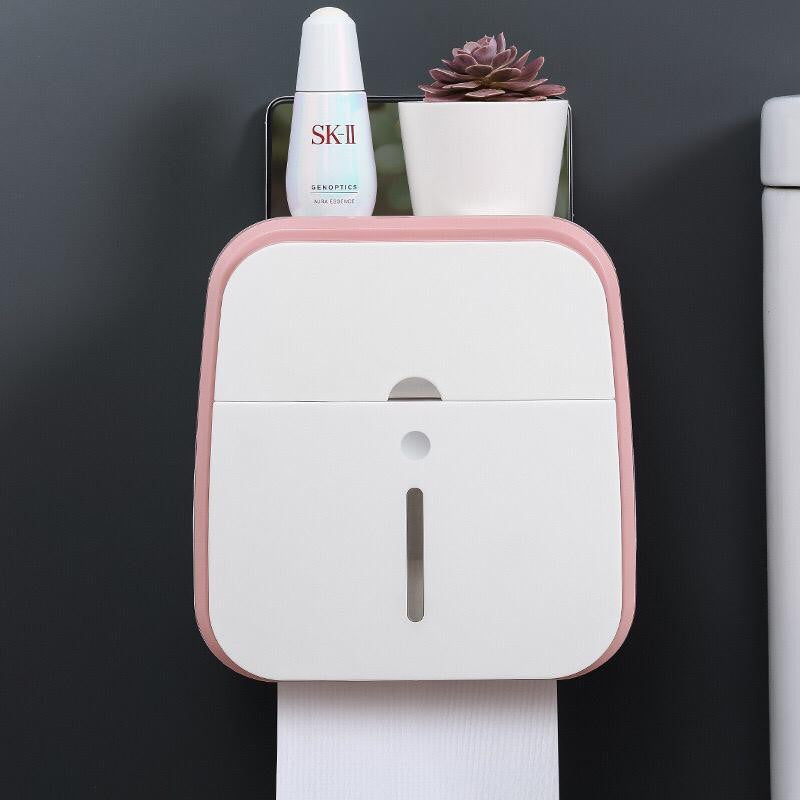 Premium Tissue box with Drawer Waterproof Wall-Mount Toilet Paper Holder Toilet Roll Shelf ABS