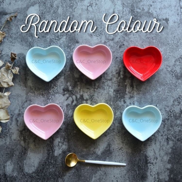 1pc Love Shape Dish Saucer Seasoning Dipping Kitchen Heart / Love Shape Ceramic Bowl Tealight Sauce Dish