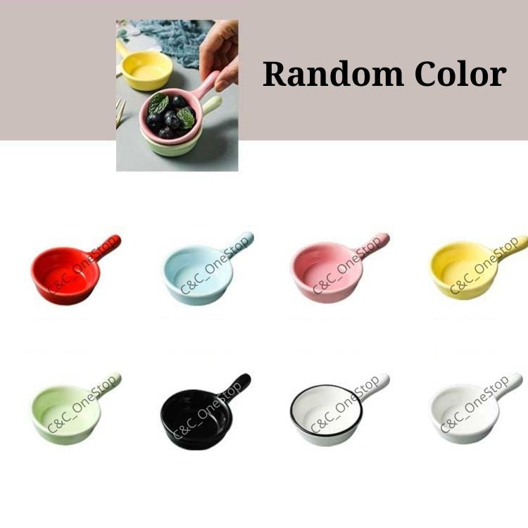 Gloss Finish Ceramic Sauce Plate Mini Dipping Pan Design With Handle Bowl Sauce Seasoning Kitchen Plate