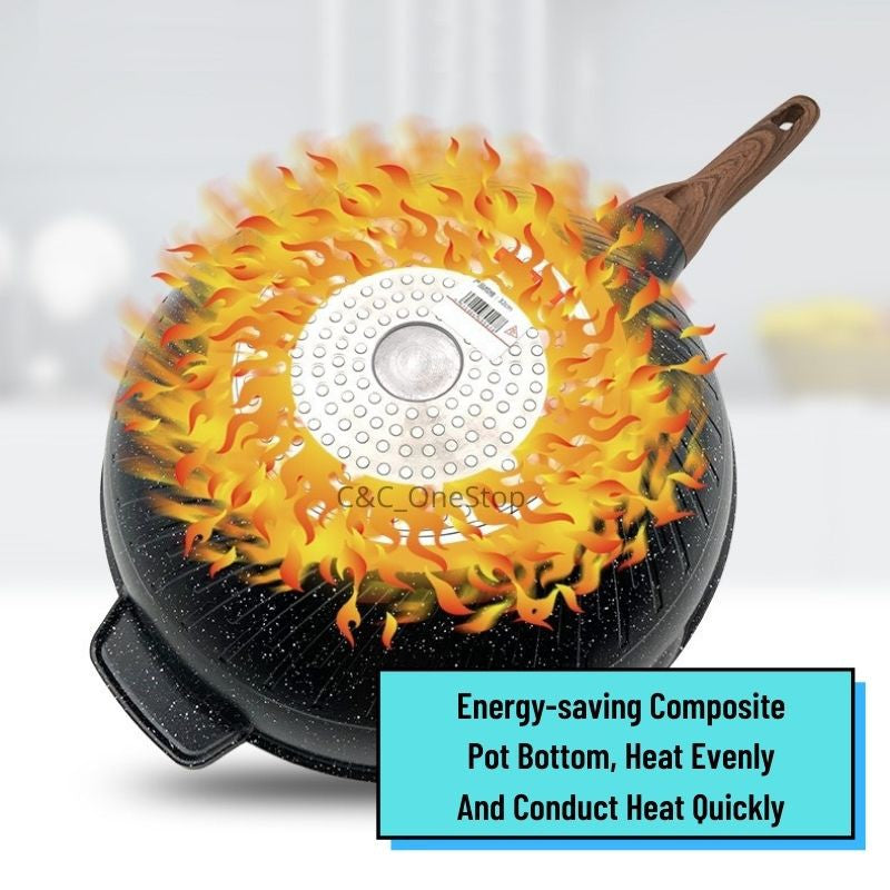 34cm Nonstick Frying Wok Periuk Besar Pan Non Stick Cooking Wok Pan Pot