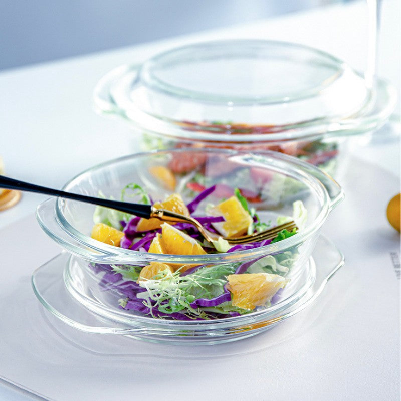 C&C Tempered Glass Bowl With Lid Salad Bowl Soup Bowl Instant Noodle Deep Bowl Rice Bowl Microwave Oven Heat-resistant